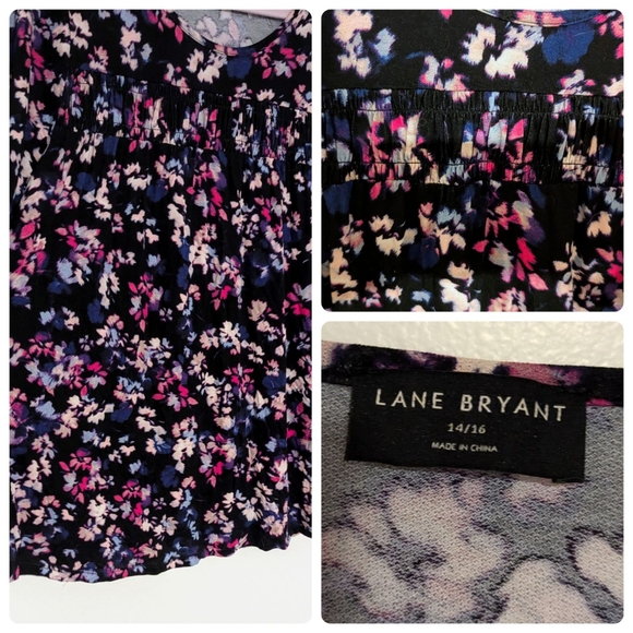 Lane Bryant NWOT Swing 3/4 sleeve smocked yoke top, size 14/16 - Picture 3 of 3